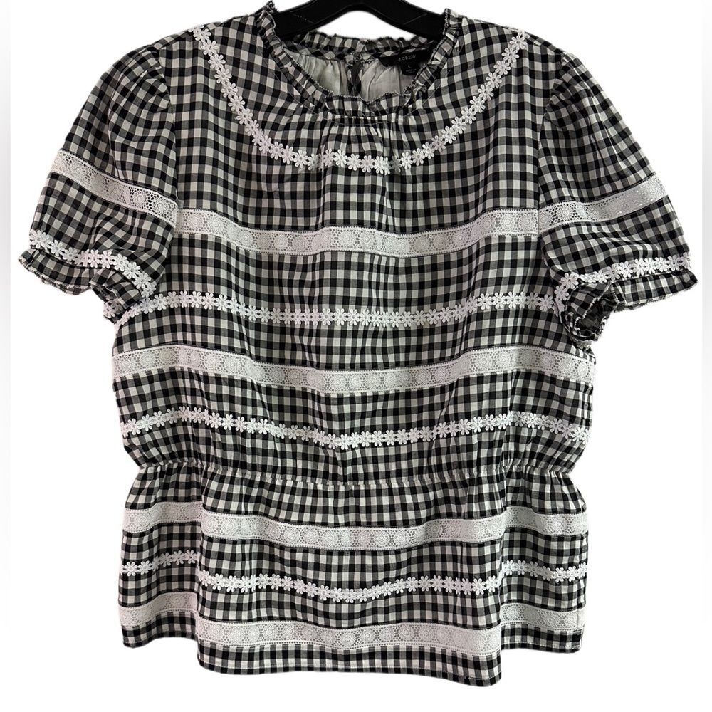 J Crew Daisy Chain Peplum Gingham Top Size L
